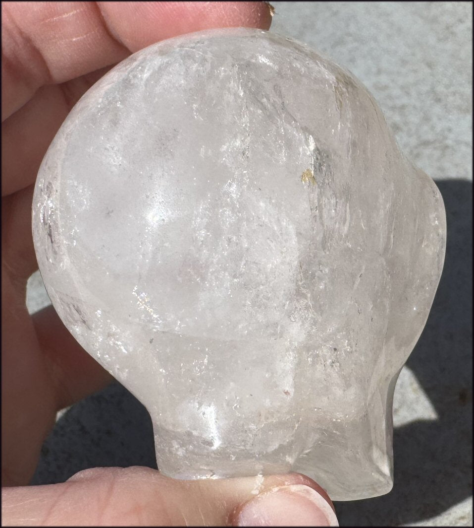 Lg. Himalayan Quartz STAR BEING Crystal Skull with Hematite, Chlorite, Rainbows