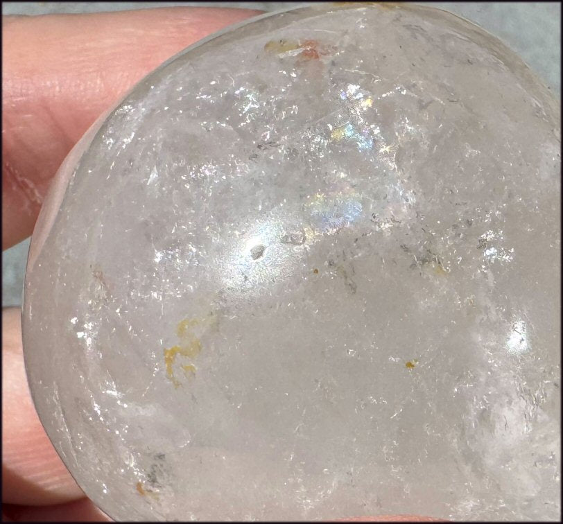 Lg. Himalayan Quartz STAR BEING Crystal Skull with Hematite, Chlorite, Rainbows