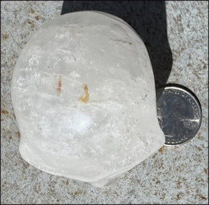 Lg. Himalayan Quartz STAR BEING Crystal Skull with Hematite, Chlorite, Rainbows