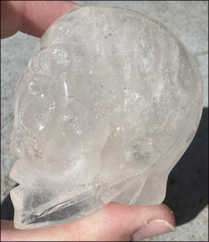 Lg. Himalayan Quartz STAR BEING Crystal Skull with Hematite, Chlorite, Rainbows