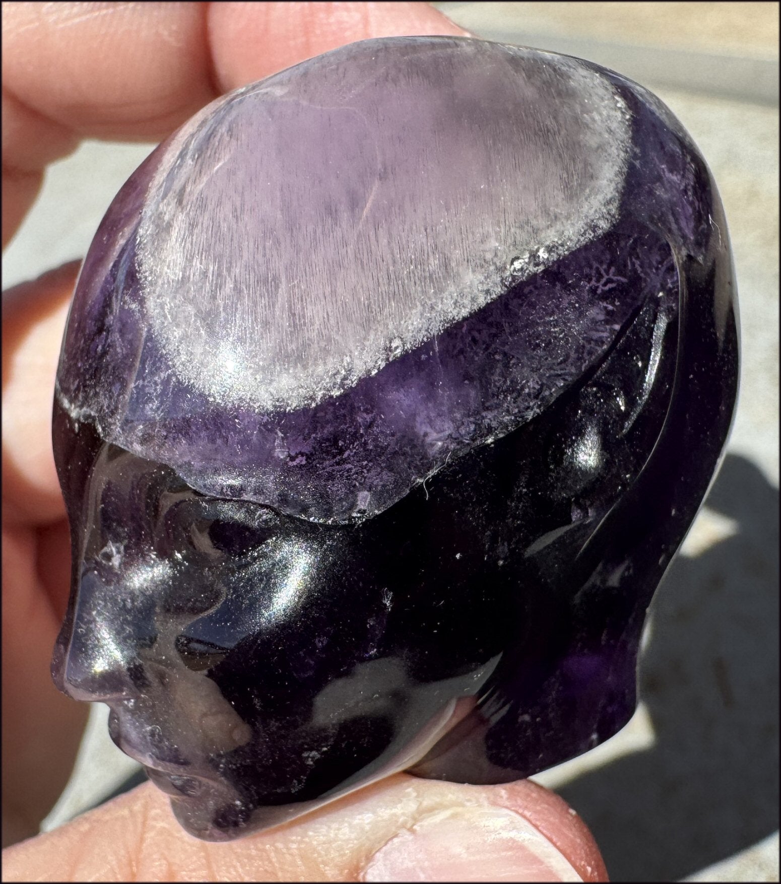Grape Purple AMETHYST Sidhe / Fae Style Crystal Skull - Crown Chakra, Balance