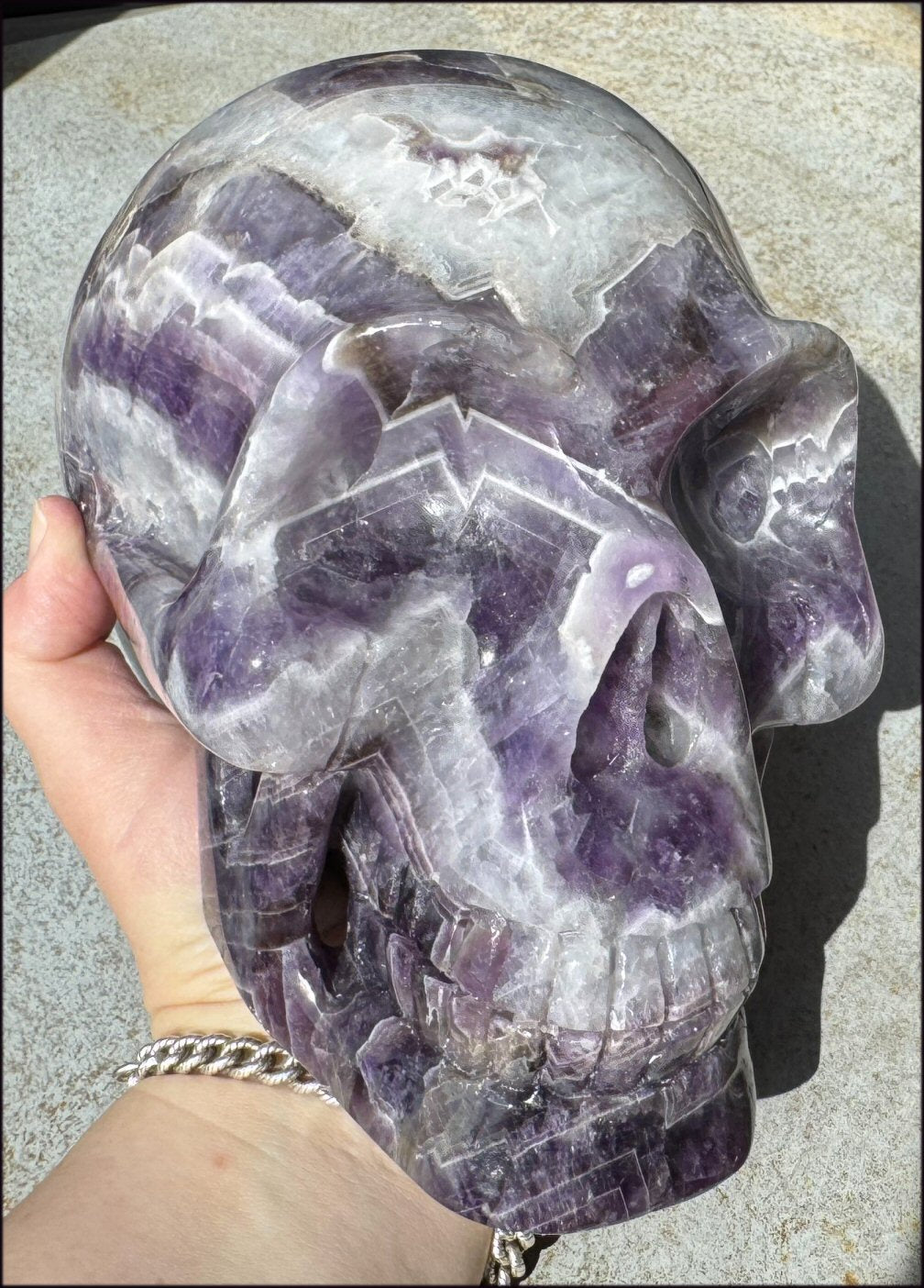 LifeSize Super 7 / Melody Stone CRYSTAL SKULL - Excellent for healing work! - 9lbs+