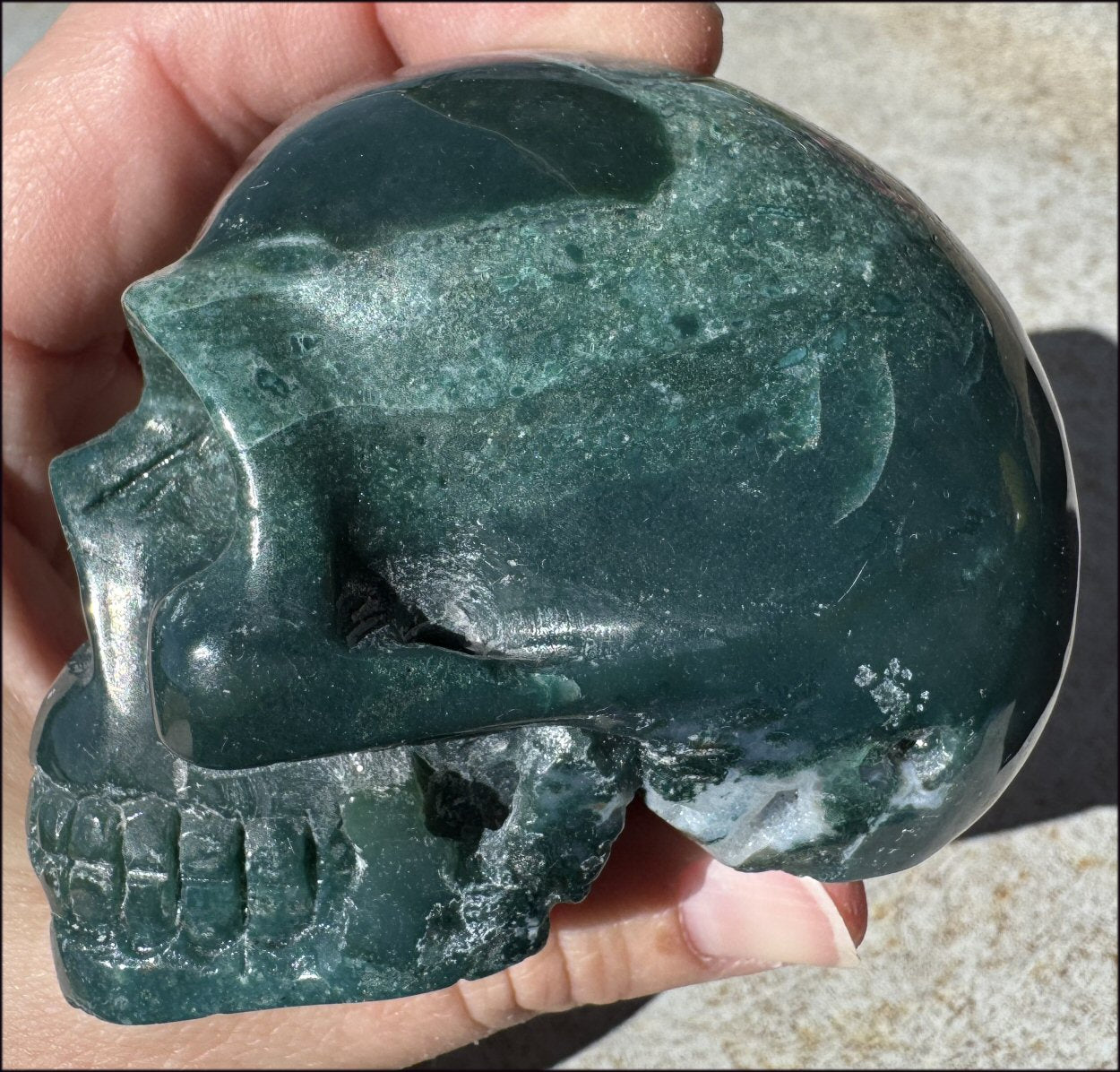 Natural Ocean Jasper + Moss Agate Mix CRYSTAL SKULL!