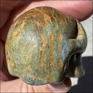 Fluorescent Ruby in Fuchsite CRYSTAL SKULL with Blue Kyanite inclusions