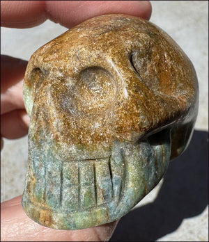 Fluorescent Ruby in Fuchsite CRYSTAL SKULL with Blue Kyanite inclusions