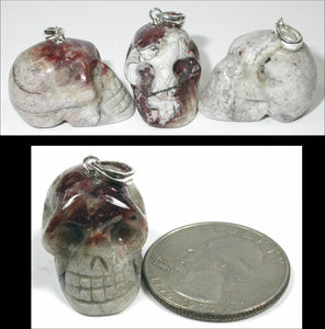 CRAZY LACE AGATE Crystal Skull Pendant / Pendulum - Sterling Silver Bale