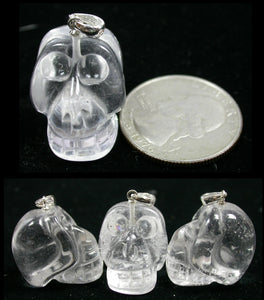 ~New Style~ Small QUARTZ Crystal Skull Pendant - Sterling Silver bale