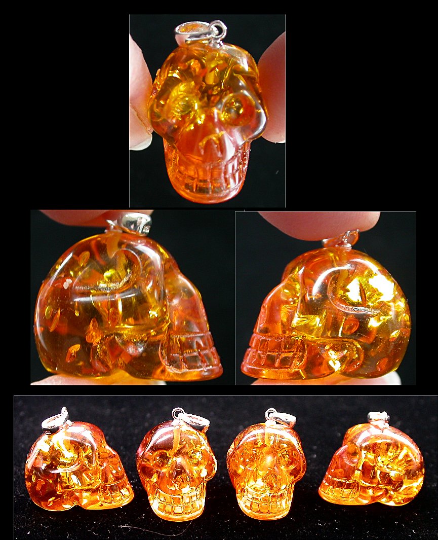 Reconstituted AMBER Crystal Skull Pendant / Pendulum! ~Only a few left!~