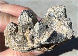 DARK Natural Smoky Quartz Crystal Cluster with Feldspar - Highly protective!