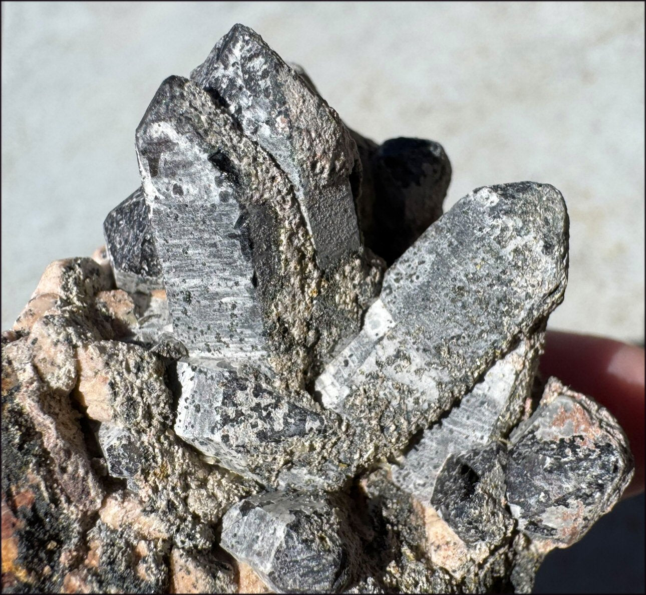 DARK Natural Smoky Quartz Crystal Cluster with Feldspar - Highly protective!