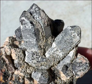 DARK Natural Smoky Quartz Crystal Cluster with Feldspar - Highly protective!