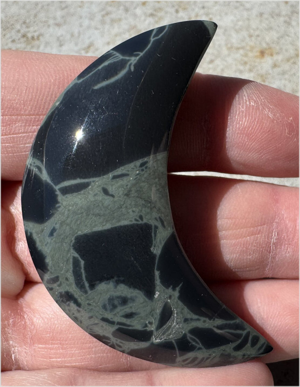 ~NEW~ Natural Spiderweb Obsidian CRESCENT MOON - Protection, Focus