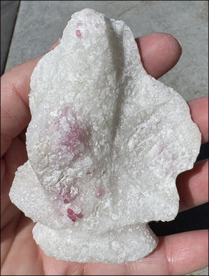 Fluorescent Red SPINEL in Marble Standing Stone - Energizing!