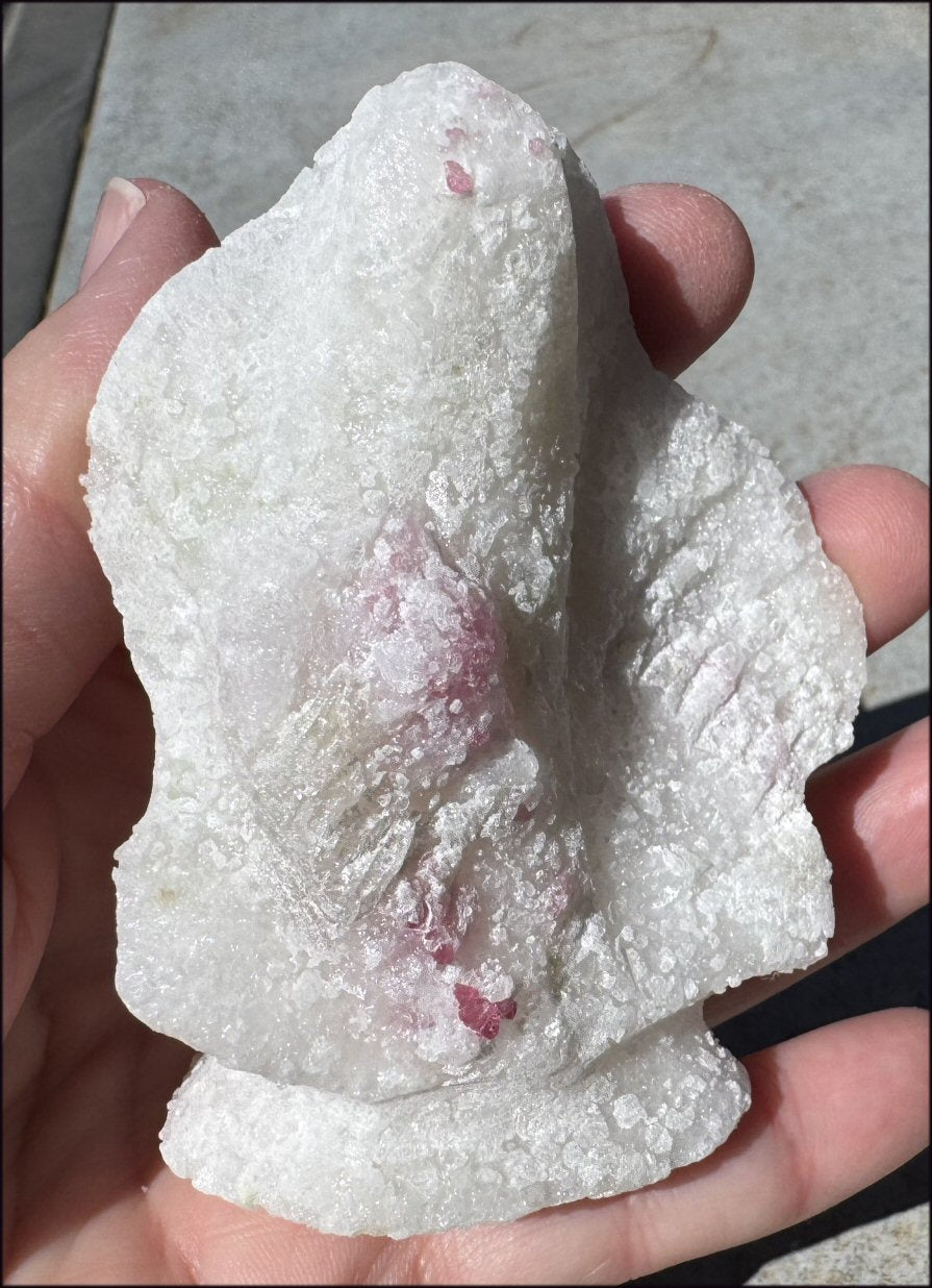 Fluorescent Red SPINEL in Marble Standing Stone - Energizing!