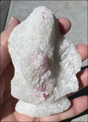 Fluorescent Red SPINEL in Marble Standing Stone - Energizing!