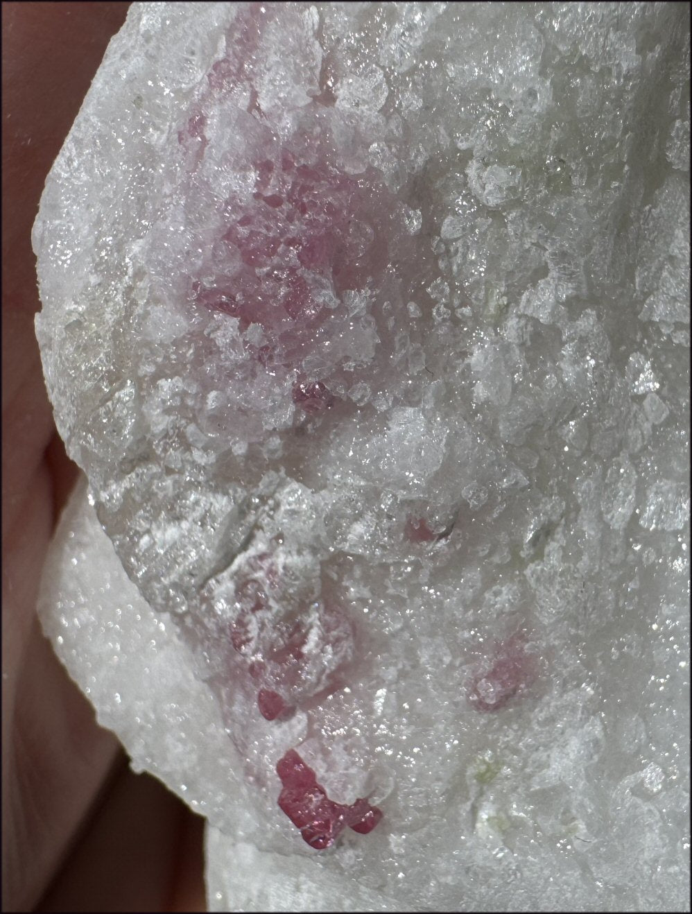 Fluorescent Red SPINEL in Marble Standing Stone - Energizing!