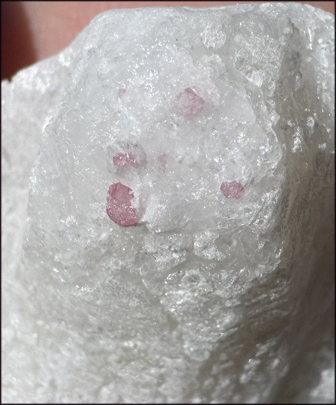 Fluorescent Red SPINEL in Marble Standing Stone - Energizing!