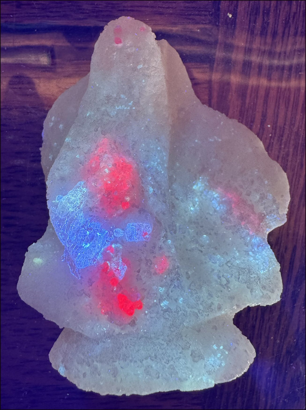 Fluorescent Red SPINEL in Marble Standing Stone - Energizing!