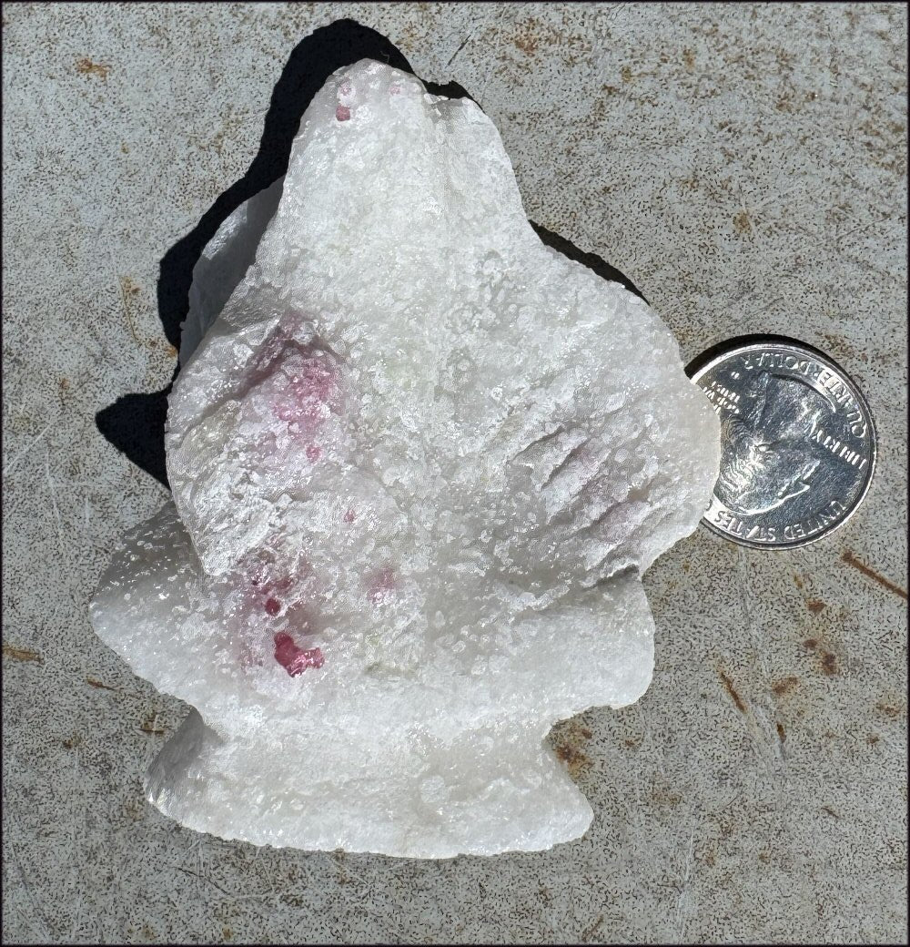 Fluorescent Red SPINEL in Marble Standing Stone - Energizing!