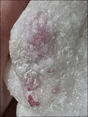 Fluorescent Red SPINEL in Marble Standing Stone - Energizing!