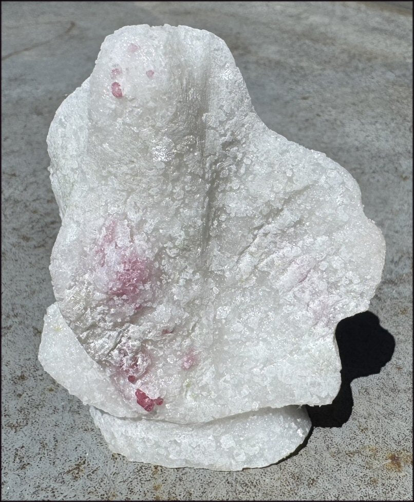 Fluorescent Red SPINEL in Marble Standing Stone - Energizing!