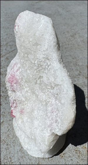 Fluorescent Red SPINEL in Marble Standing Stone - Energizing!