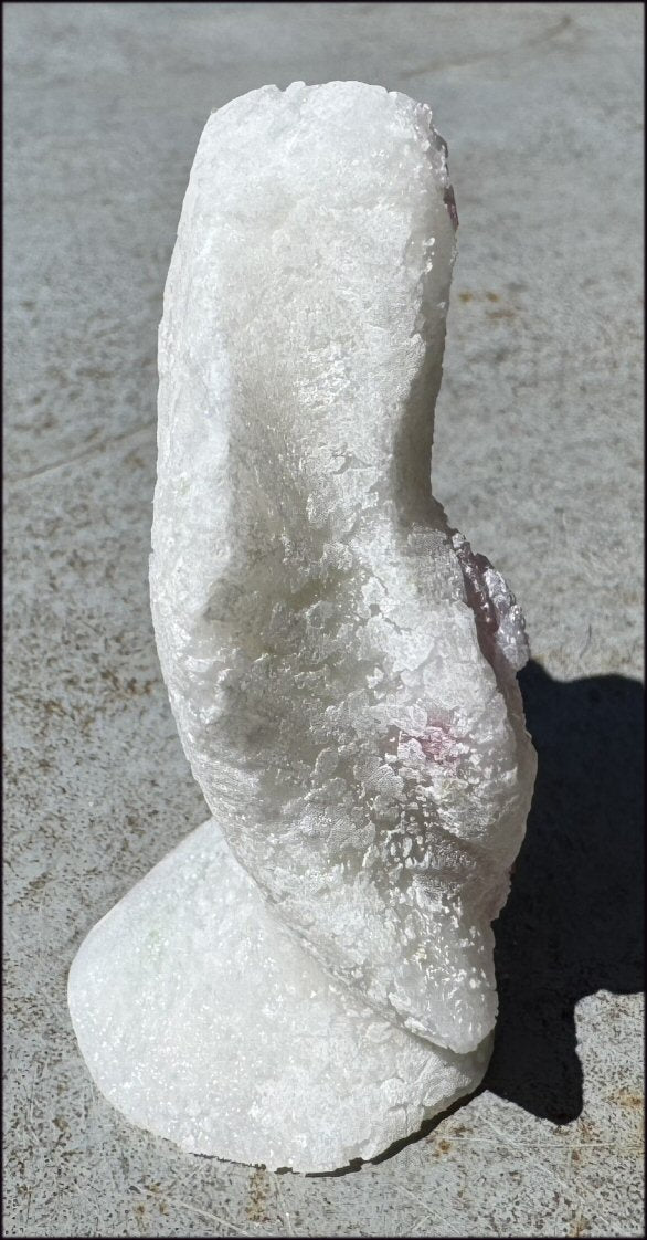 Fluorescent Red SPINEL in Marble Standing Stone - Energizing!