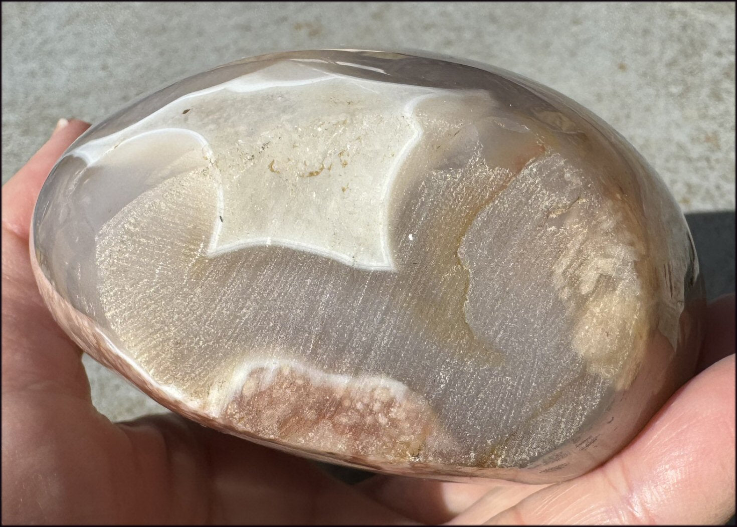 Cherry Blossom Agate Standing Stone with Cool VUGS - just under 2lbs