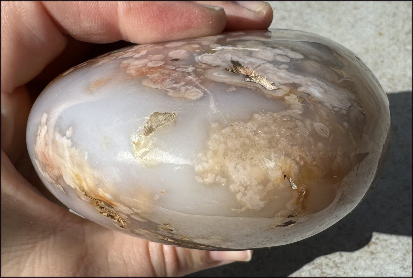 Cherry Blossom Agate Standing Stone with Cool VUGS - just under 2lbs