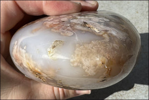 Cherry Blossom Agate Standing Stone with Cool VUGS - just under 2lbs