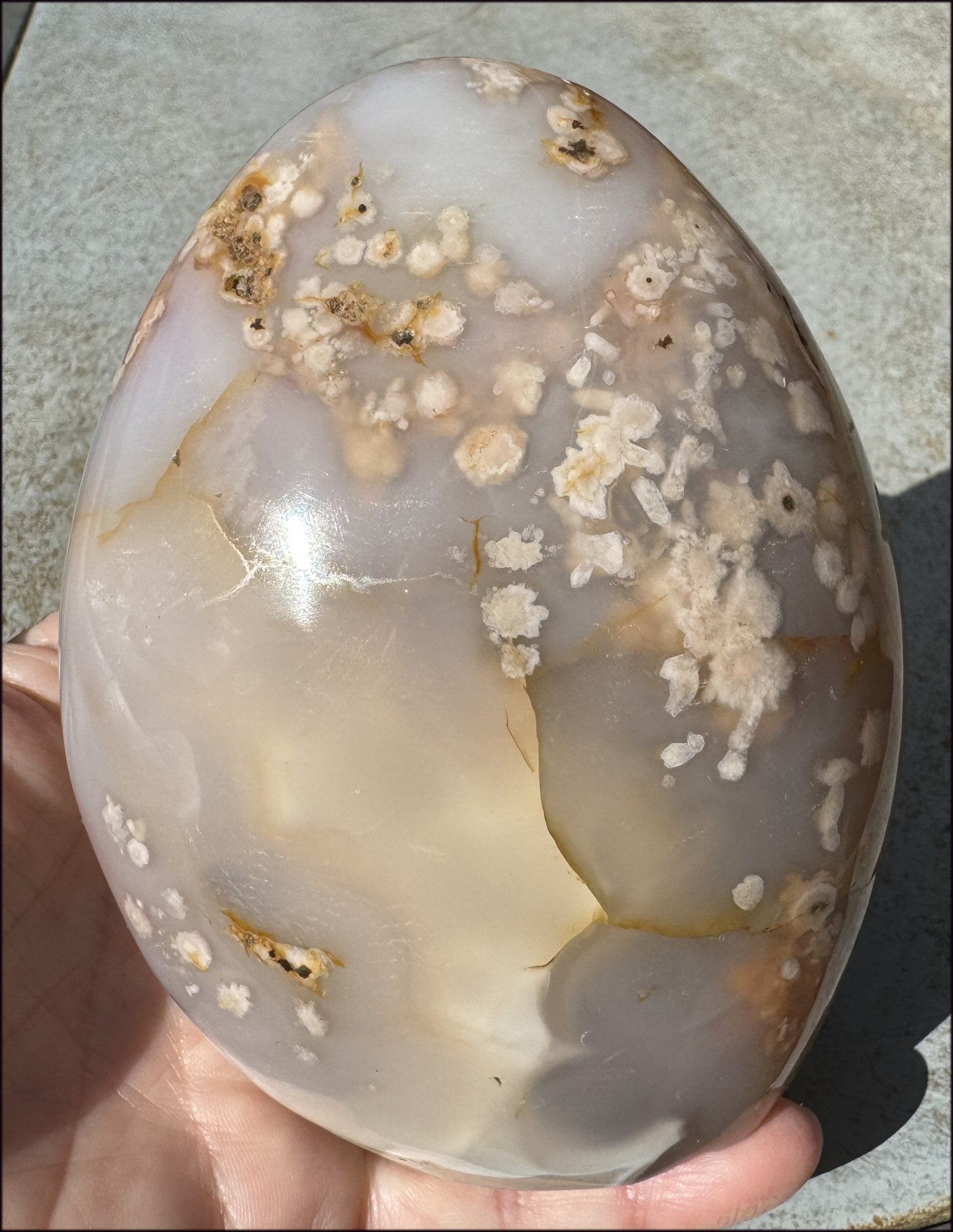 Cherry Blossom Agate Standing Stone with Cool VUGS - just under 2lbs