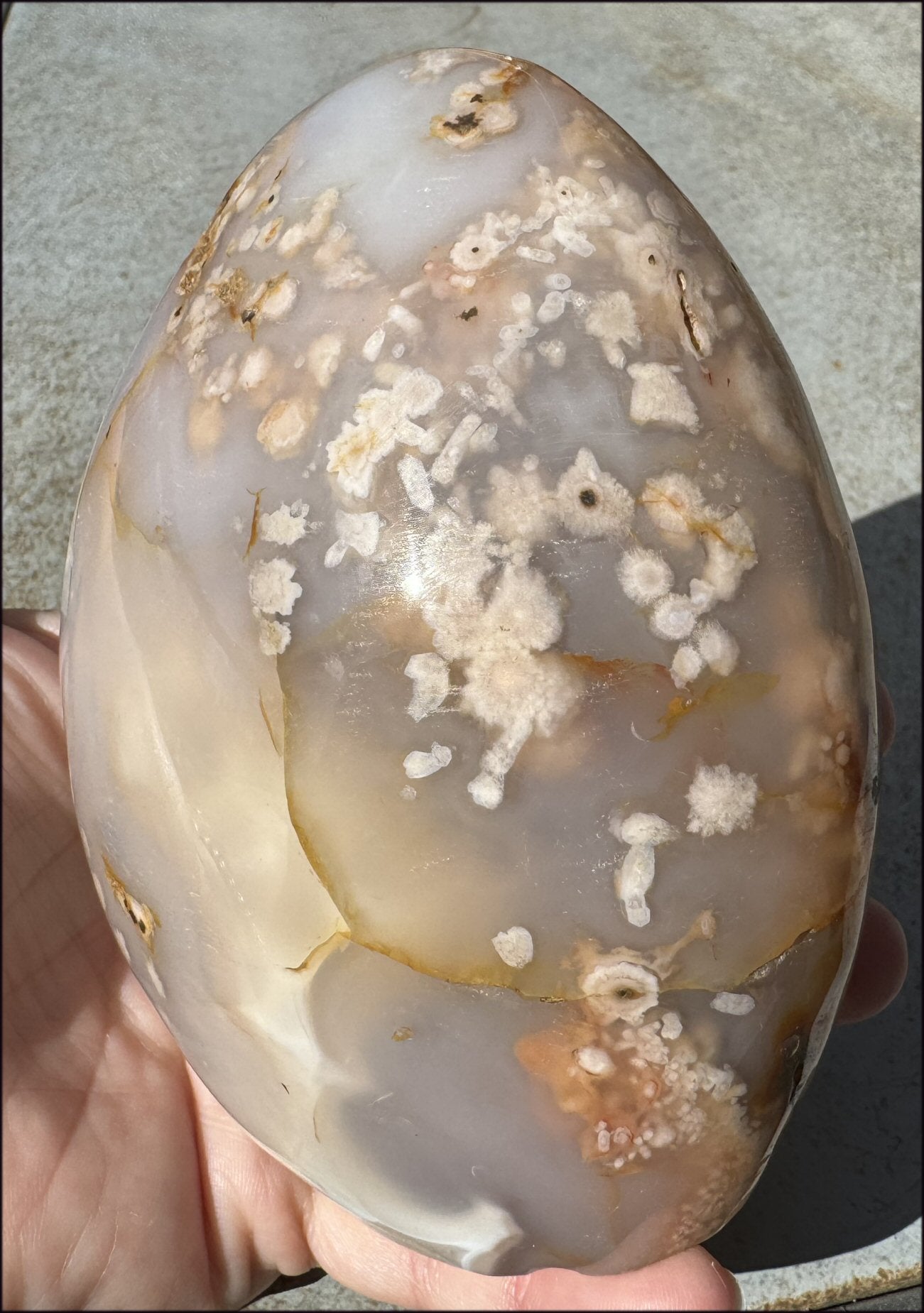 Cherry Blossom Agate Standing Stone with Cool VUGS - just under 2lbs