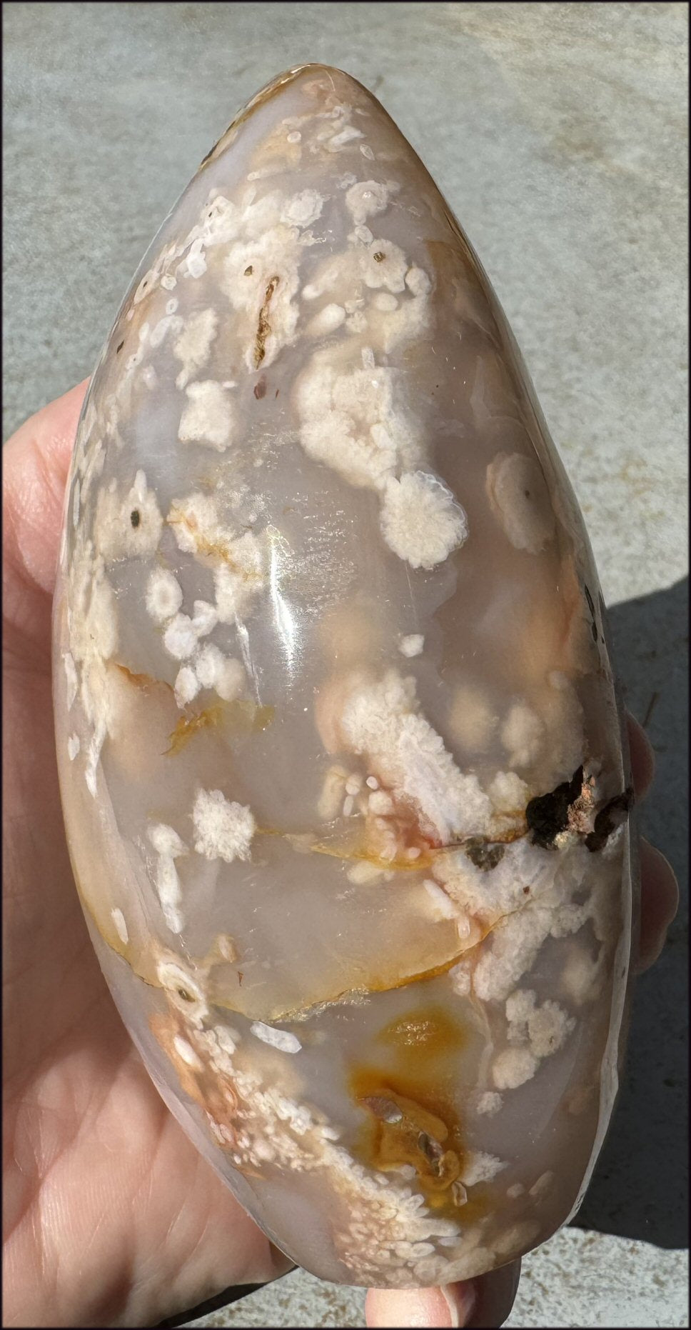Cherry Blossom Agate Standing Stone with Cool VUGS - just under 2lbs