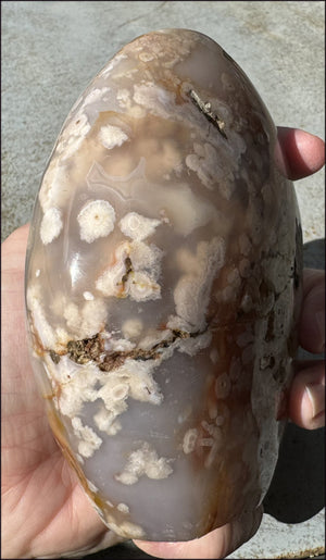 Cherry Blossom Agate Standing Stone with Cool VUGS - just under 2lbs