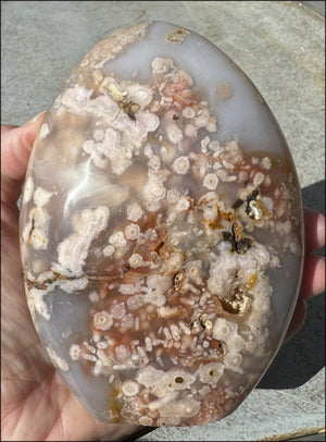 Cherry Blossom Agate Standing Stone with Cool VUGS - just under 2lbs