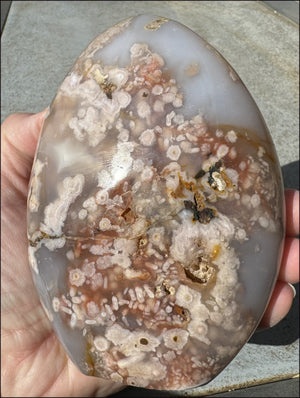 Cherry Blossom Agate Standing Stone with Cool VUGS - just under 2lbs