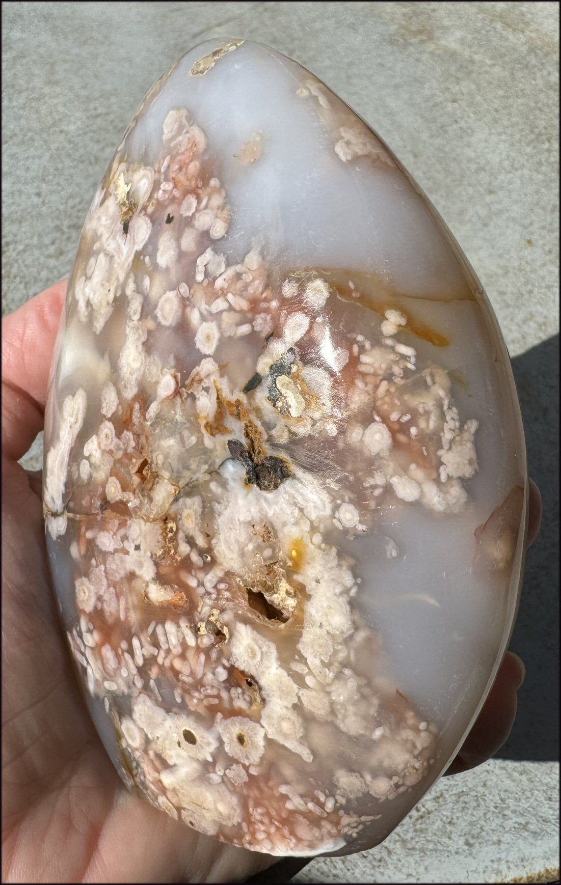 Cherry Blossom Agate Standing Stone with Cool VUGS - just under 2lbs