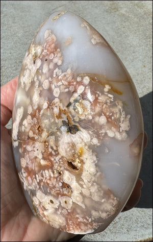 Cherry Blossom Agate Standing Stone with Cool VUGS - just under 2lbs