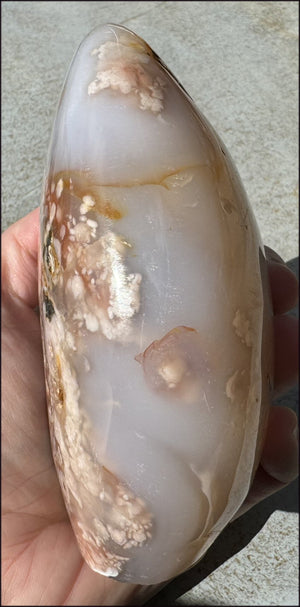 Cherry Blossom Agate Standing Stone with Cool VUGS - just under 2lbs