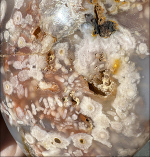 Cherry Blossom Agate Standing Stone with Cool VUGS - just under 2lbs