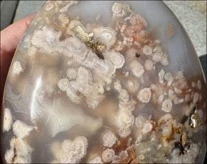 Cherry Blossom Agate Standing Stone with Cool VUGS - just under 2lbs