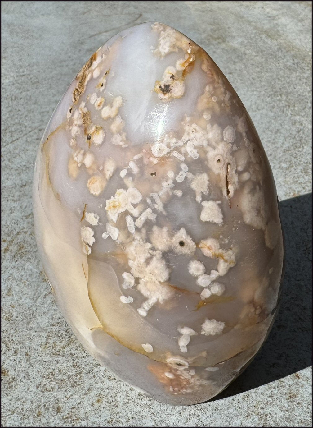 Cherry Blossom Agate Standing Stone with Cool VUGS - just under 2lbs