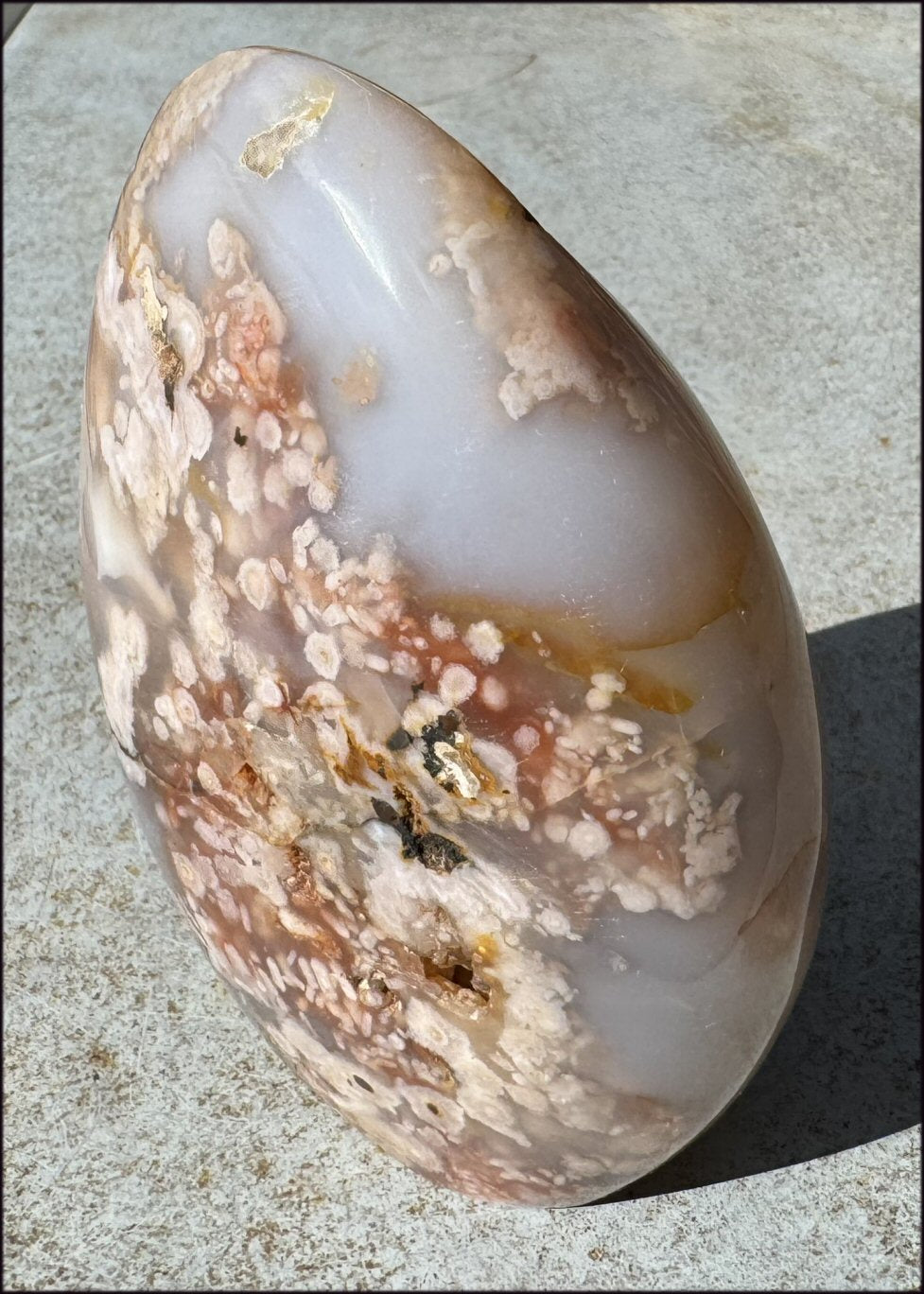 Cherry Blossom Agate Standing Stone with Cool VUGS - just under 2lbs