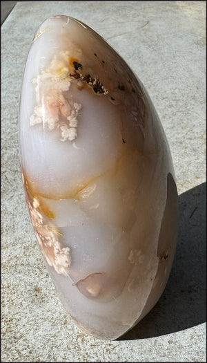 Cherry Blossom Agate Standing Stone with Cool VUGS - just under 2lbs