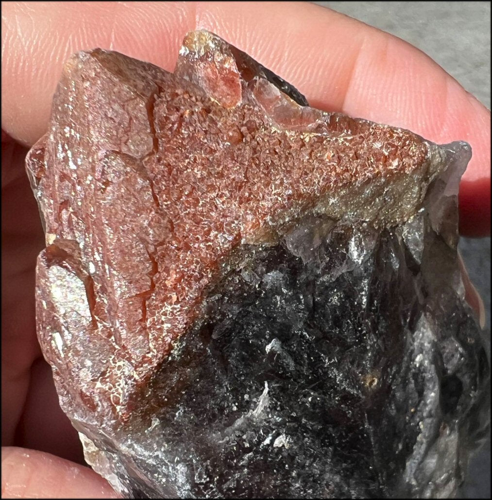 Thunder Bay Amethyst Cluster w/ Dramatic Red Hematite Caps - Clarity, Grounding