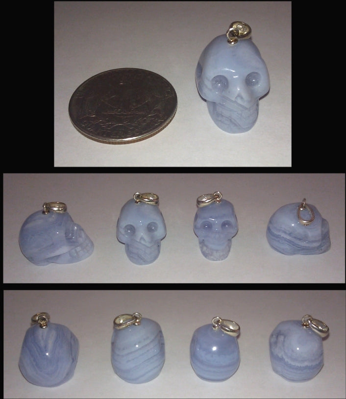 BLUE LACE AGATE Crystal Skull Pendant / Pendulum - Clear Communication!