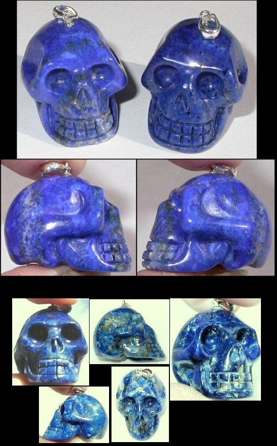 LAPIS LAZULI CRYSTAL SKULL Pendant / Pendulum - Throat Chakra, Manifestation