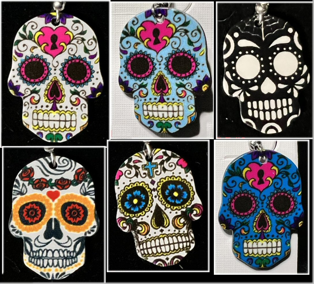 Large Acrylic SUGAR SKULL Earrings - 6 colors