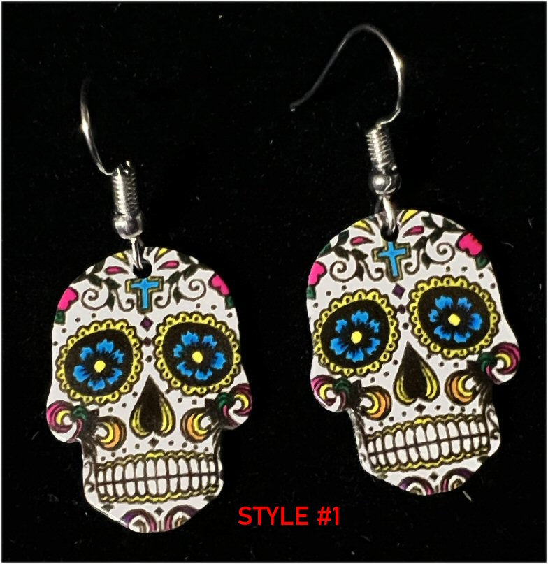 Large Acrylic SUGAR SKULL Earrings - 6 colors