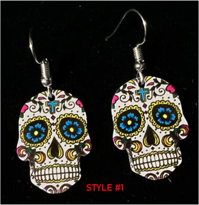 Large Acrylic SUGAR SKULL Earrings - 6 colors